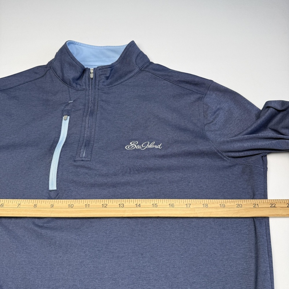 Peter Millar Pullover Mens Medium Blue Quarter Zip Long Sleeve Sea Island Golf - Picture 6 of 10